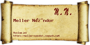 Meller Nándor névjegykártya